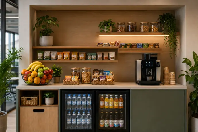 Corner Standard, espace pause avec assortiment élargi de snacks, boissons et café en entreprise