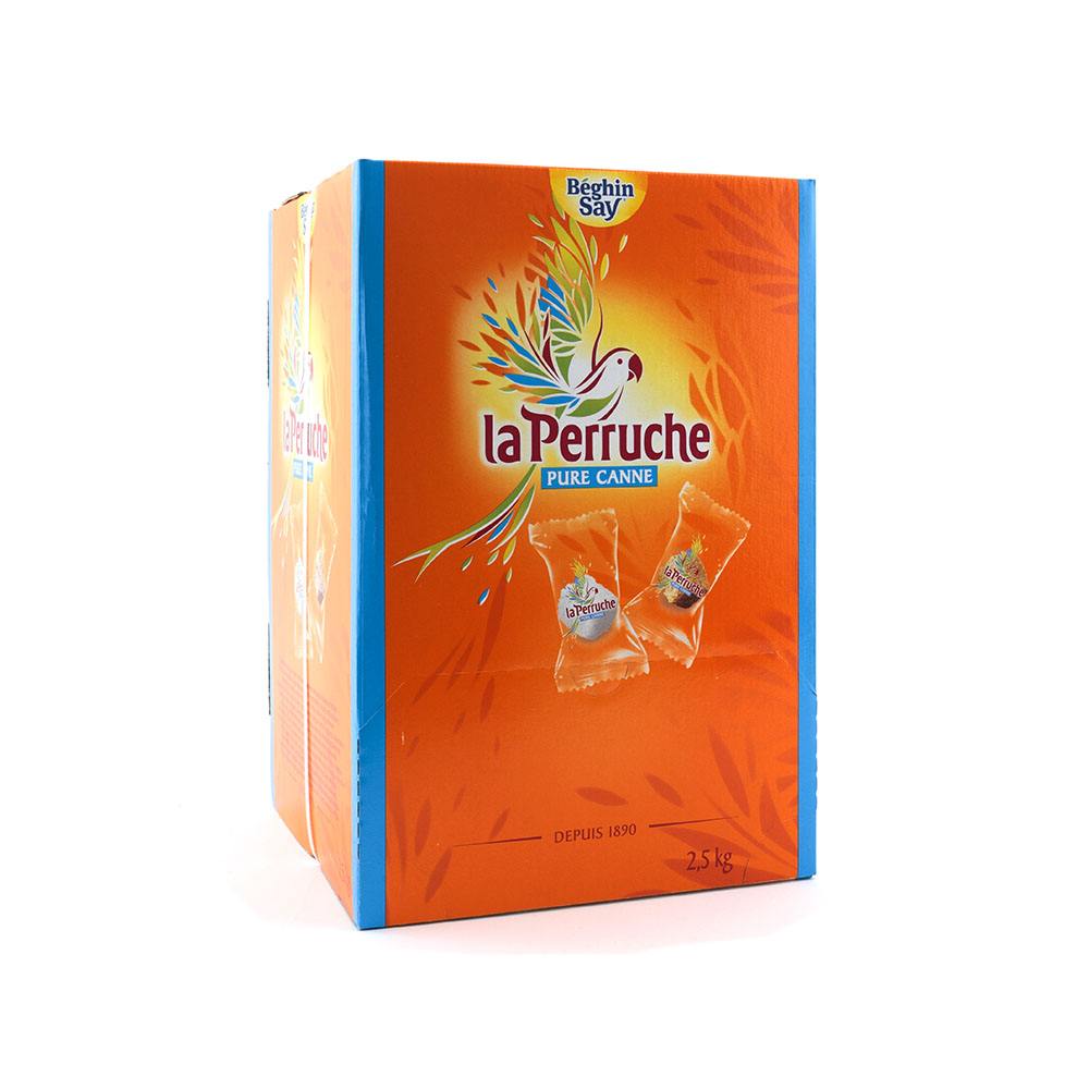 Sucre enveloppé  ambré et blanc La Perruche 2,5 kilos
