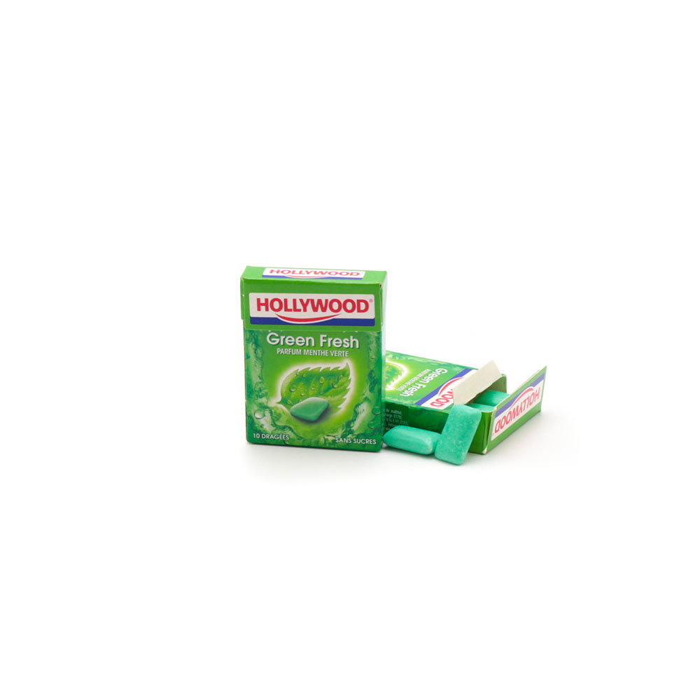 Chewing Gum sans sucre Green Fresh Hollywood 20 boites de 10 dragées