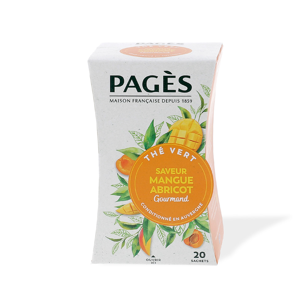 Thé vert mangue abricot bio Pagès 20 sachets