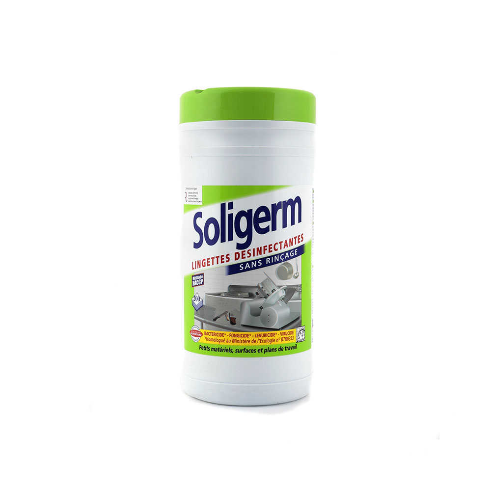 Lingettes désinfectantes surfaces Soligerm sachet de 200 lingettes