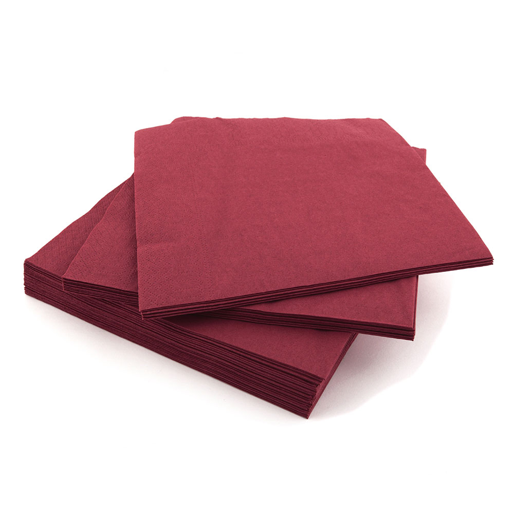 Serviettes bordeaux 39x39cm 100 pièces