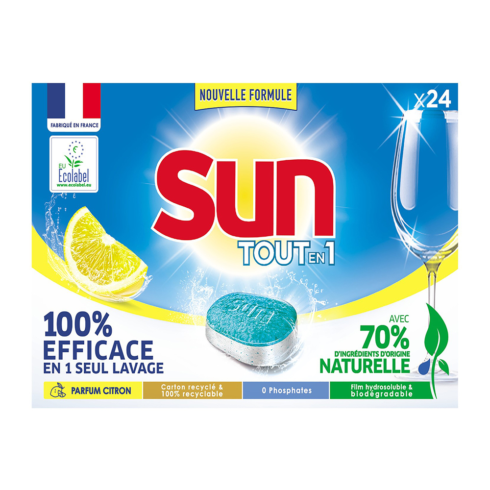 Tablettes lave vaisselle tout en un Sun 24 doses