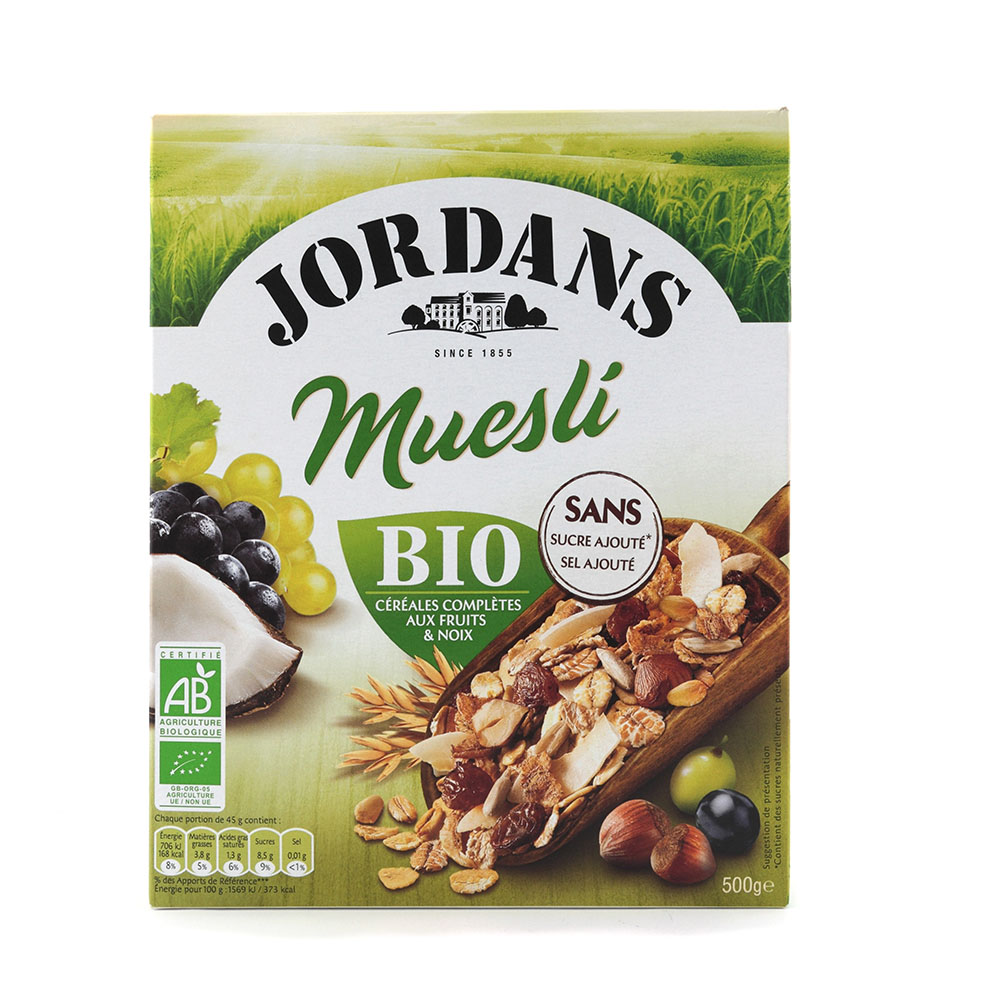 Muesli fruits et noix sans sucres ajoutés bio Jordans 500gr