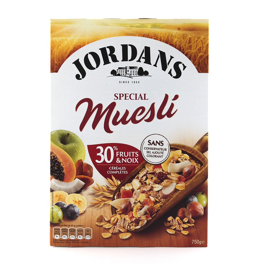 Céréales muesli complétes fruits et noix Jordans 750gr