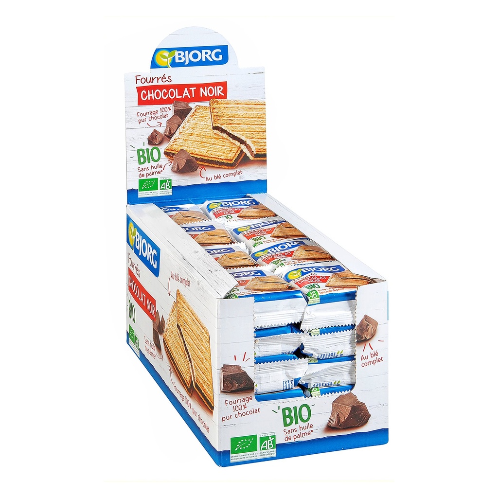 Fourrés au chocolat noir bio Bjorg 20 sachets de 2 pièces