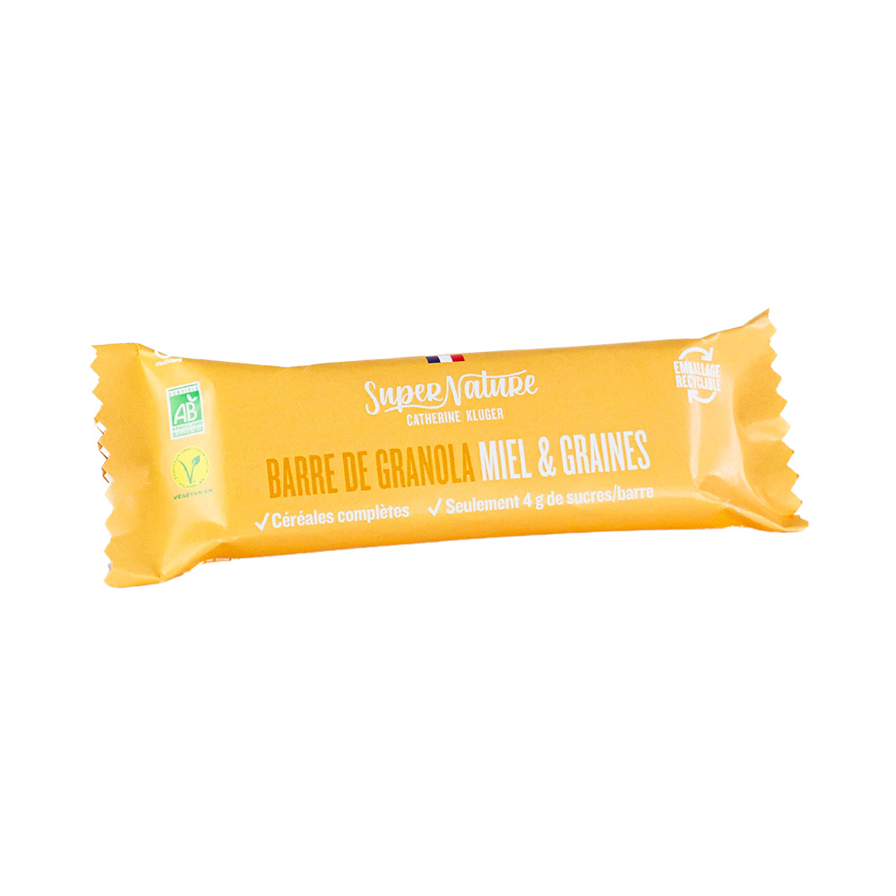 Barre de granola miel et graines bio SuperNature  20 pièces de 35gr
