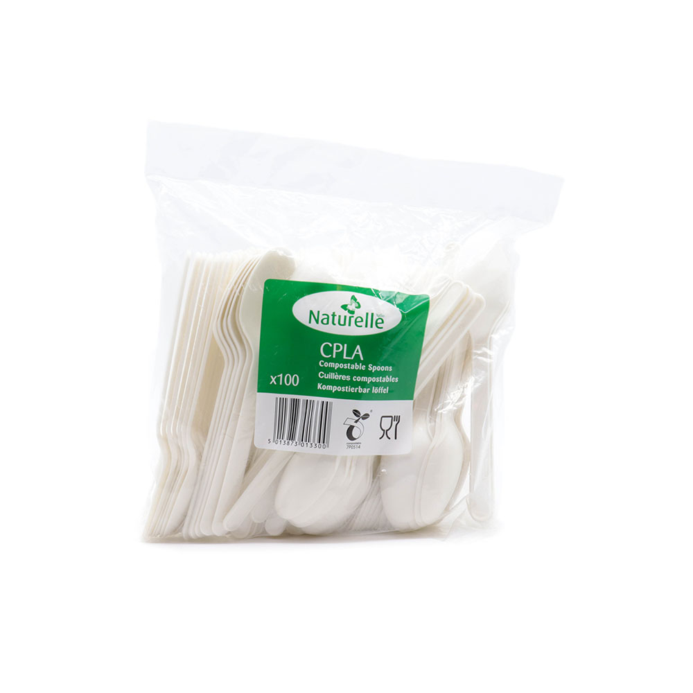 Cuillères PLA biodégradable 100 pièces