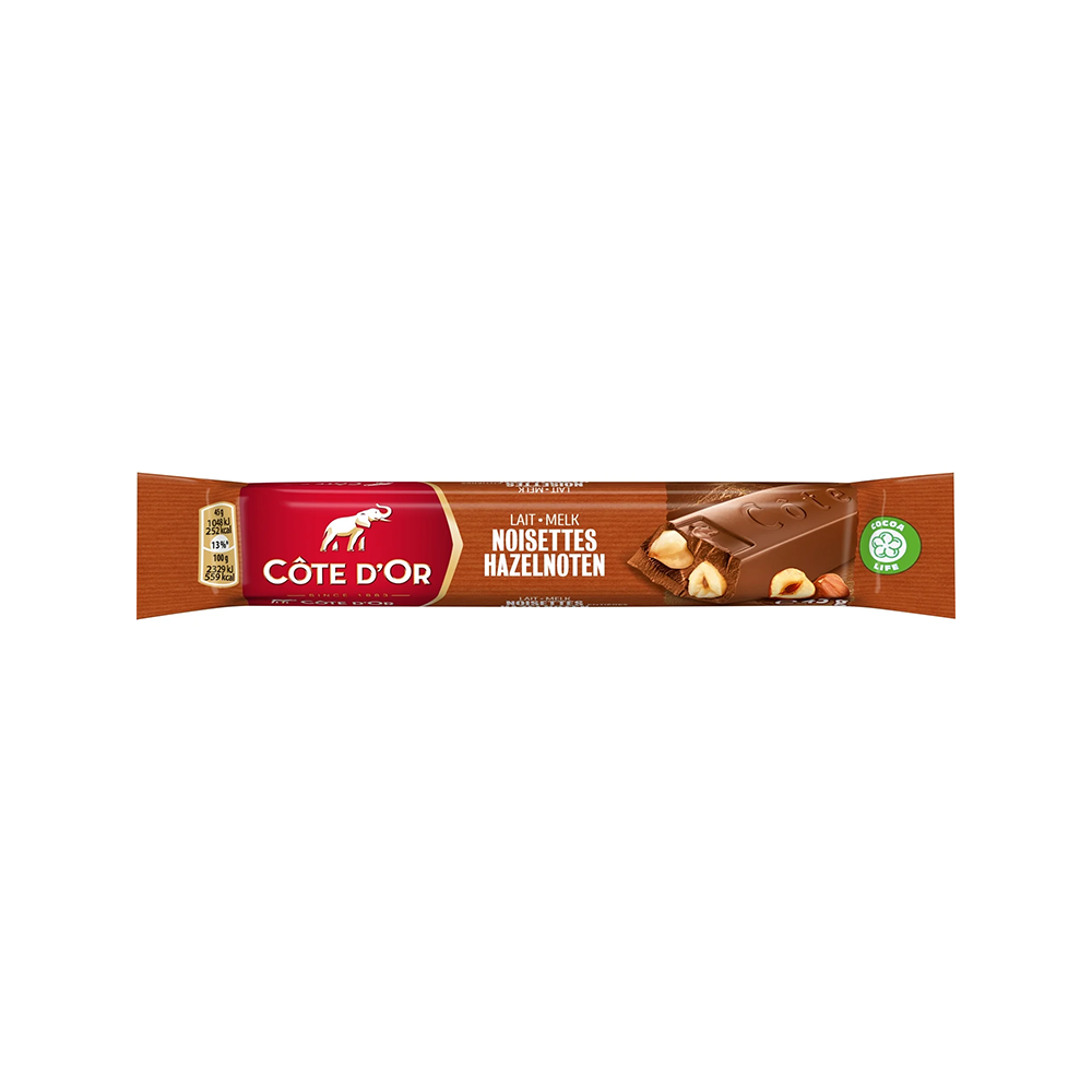 Chocolat au lait et noisettes Côte d'Or 32 pièces de 45gr