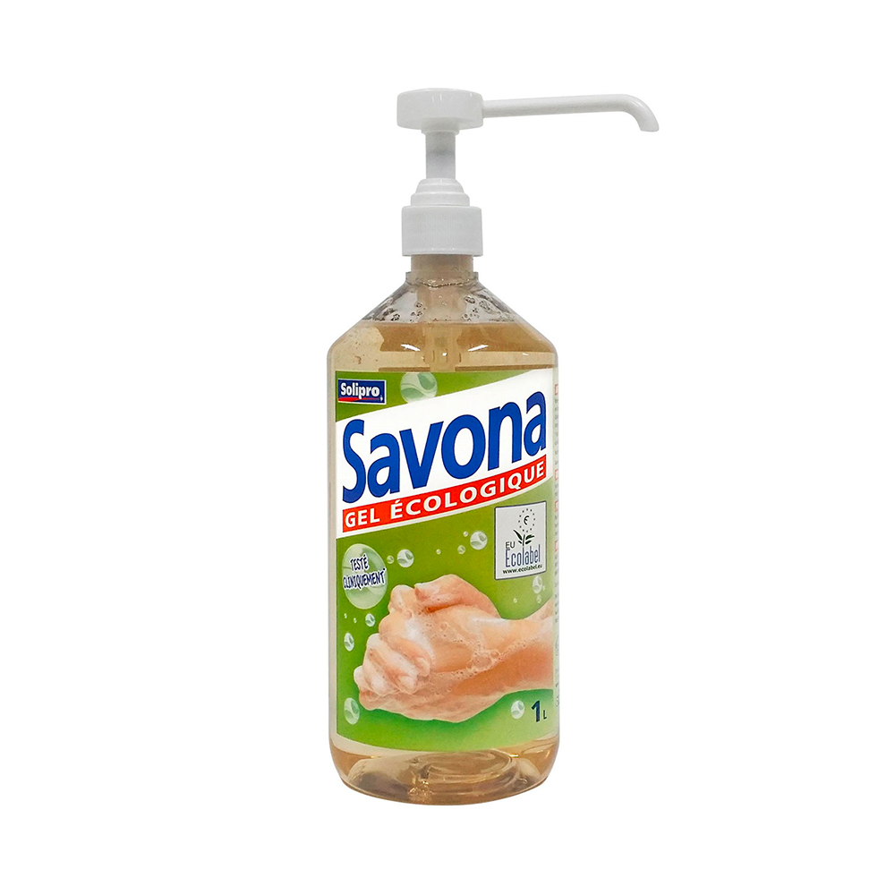 Savon gel écologique avec pompe ecolabel Savona 1 litre