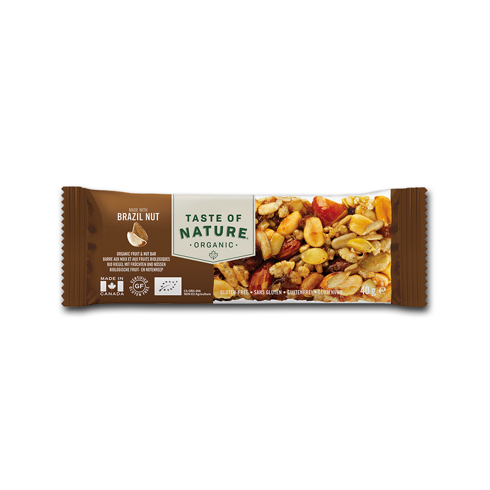 Barre de céréales bio aux noix du Brésil Taste Of Nature 16 pièces de 40gr