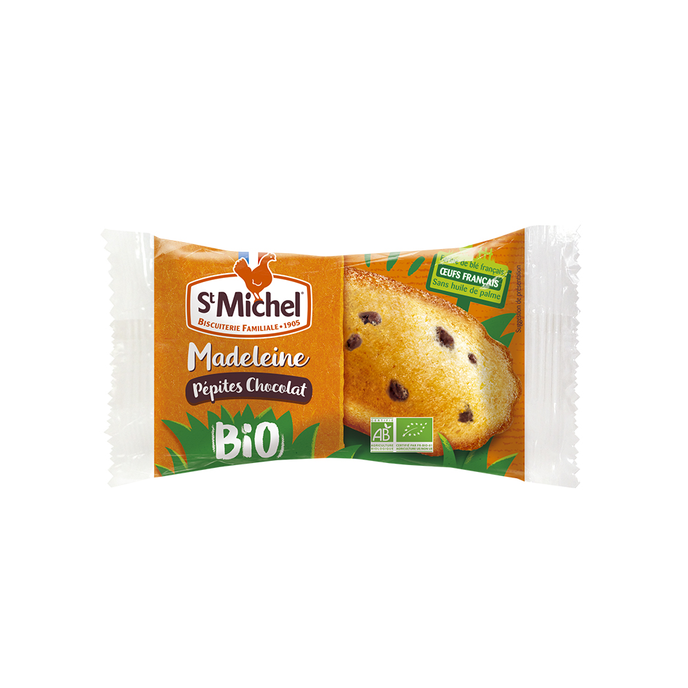 Madeleine aux pépites de chocolat bio Saint-Michel en sachet individuel 100 pièces