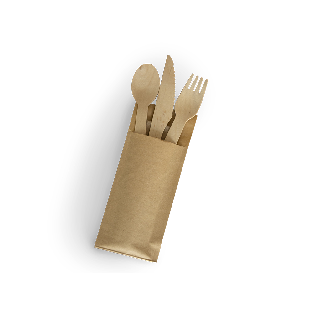 Kit de couverts 4 en 1 en bois 50 pièces