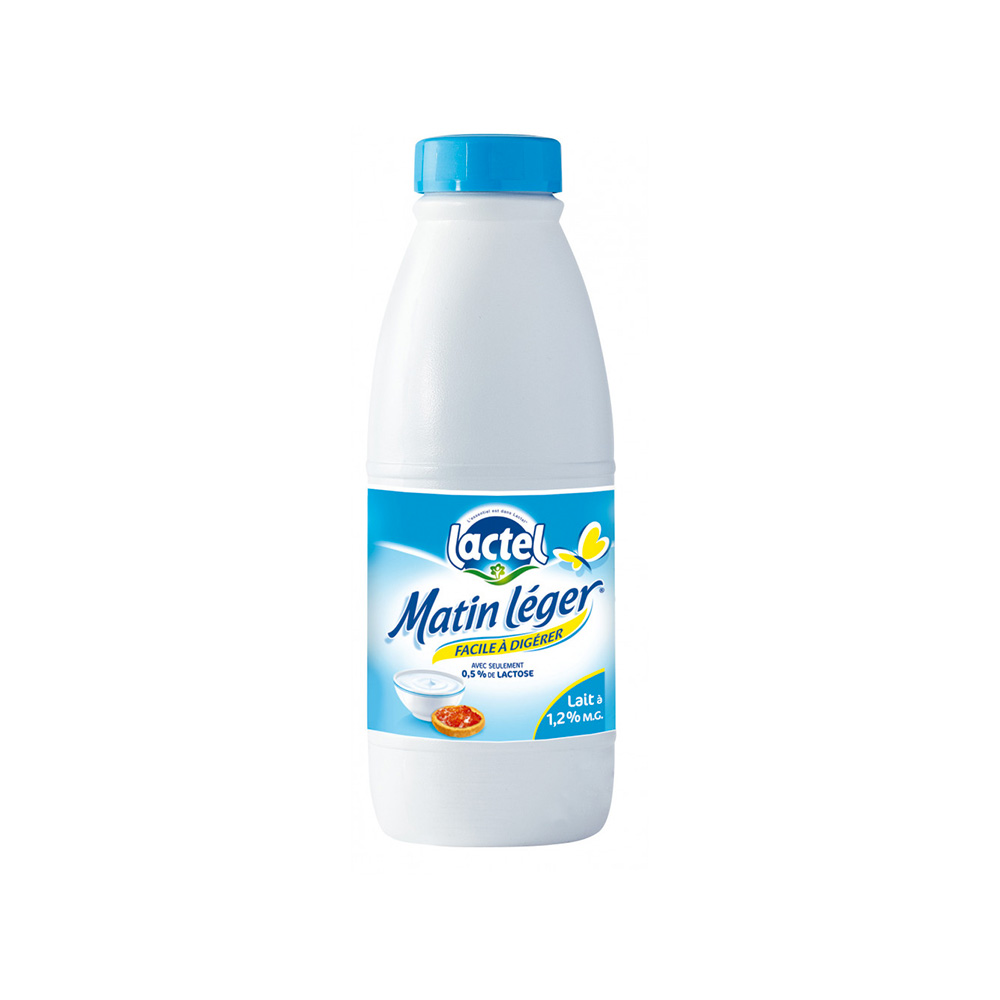 Lait sans lactose 1/2 écrémé Matin Léger Lactel 1 litre x 6
