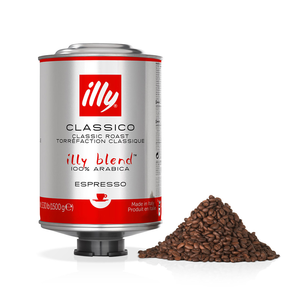 Café en grain Illy classico bidon 1,5 kilo