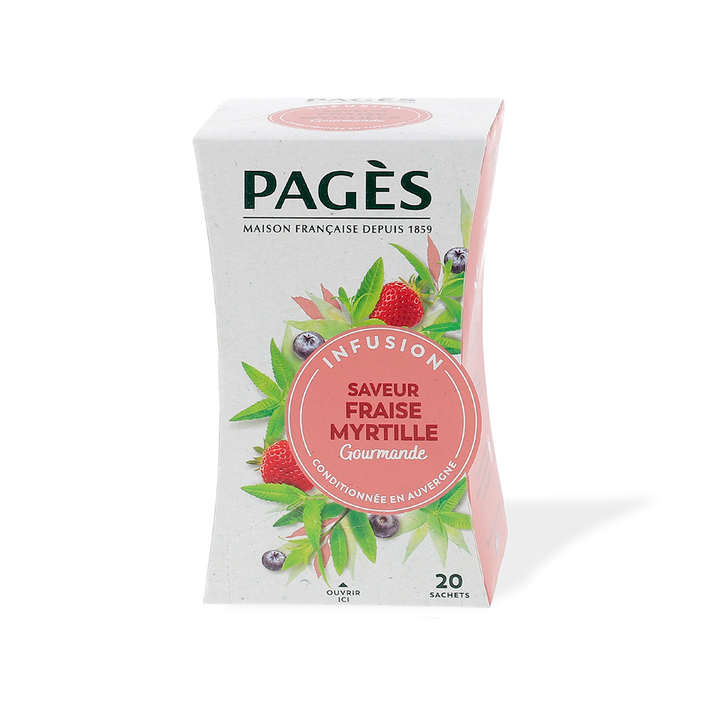 Infusion fraises myrtille bio Pagès 20 sachets