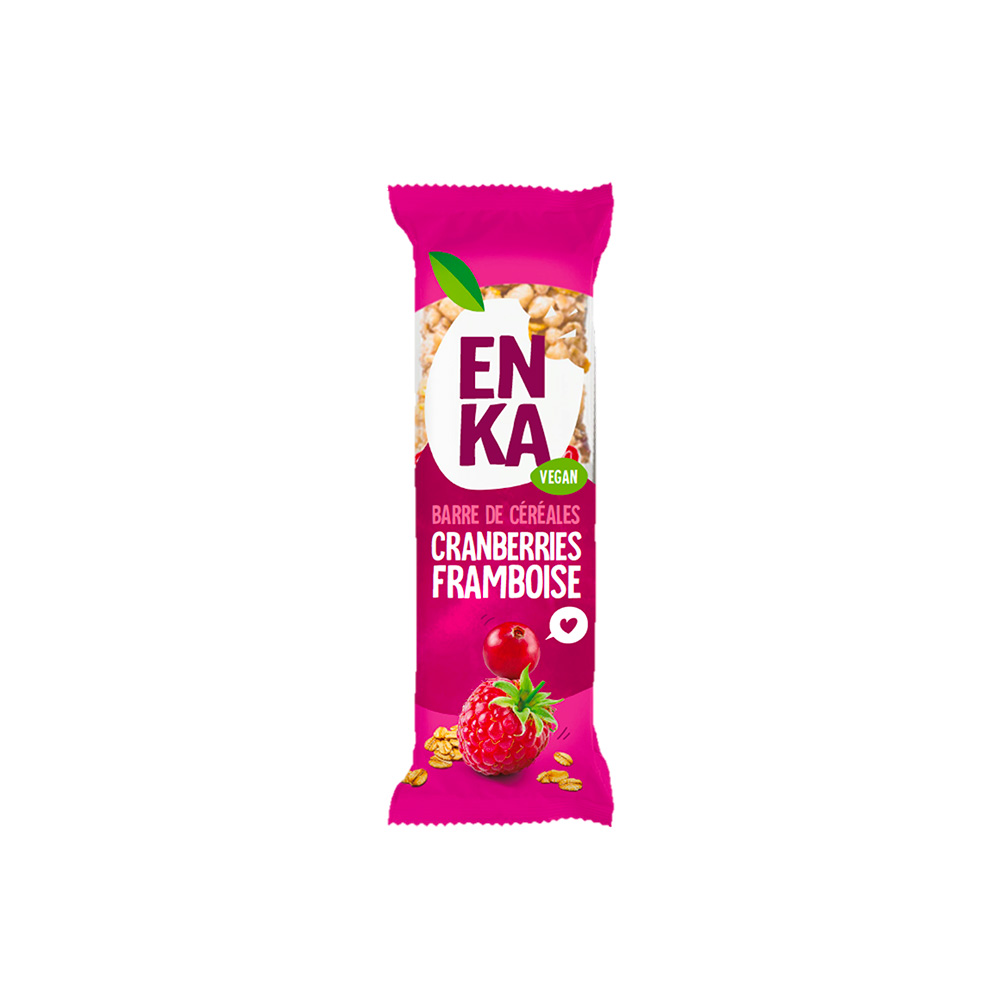 Barre de céréales cranberries et framboise Enka 20 pièces de 45gr