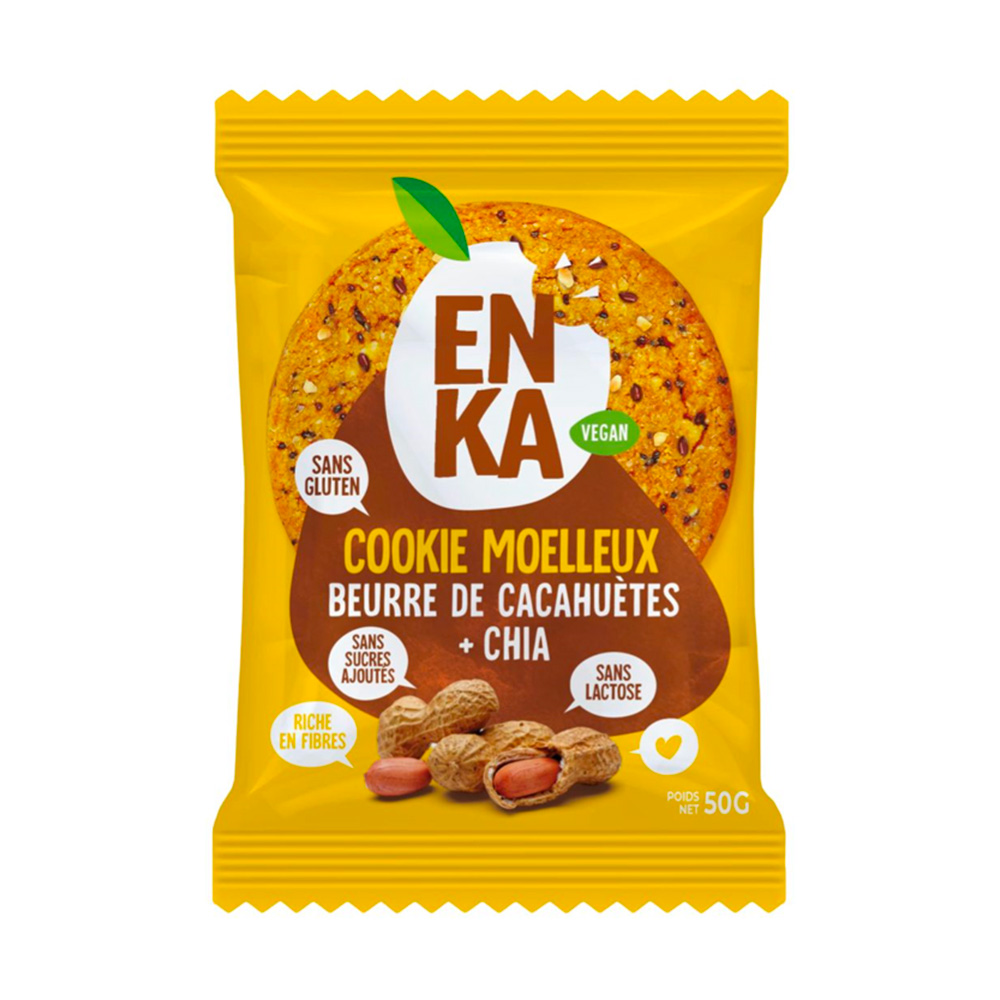 Grand cookie moelleux beurre de cacahuètes millet et chia Enka 50gr