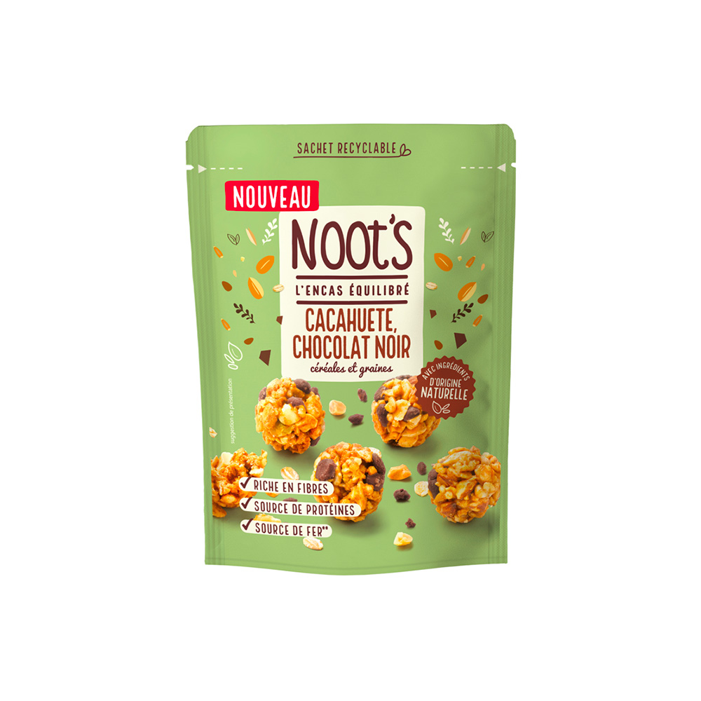 Bouchées céréales et graines cacahuète et chocolat noir Noot's 40gr
