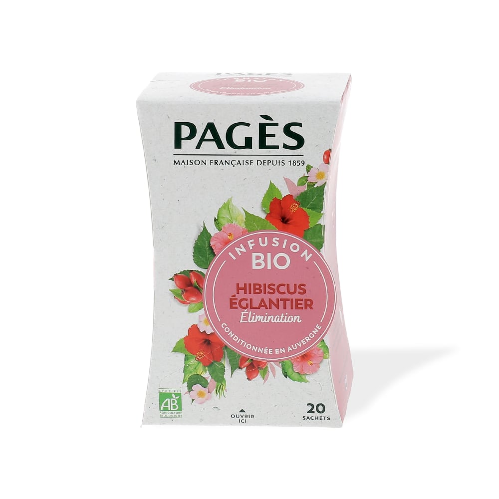Infusion hibiscus eglantier bio Pagès 20 sachets