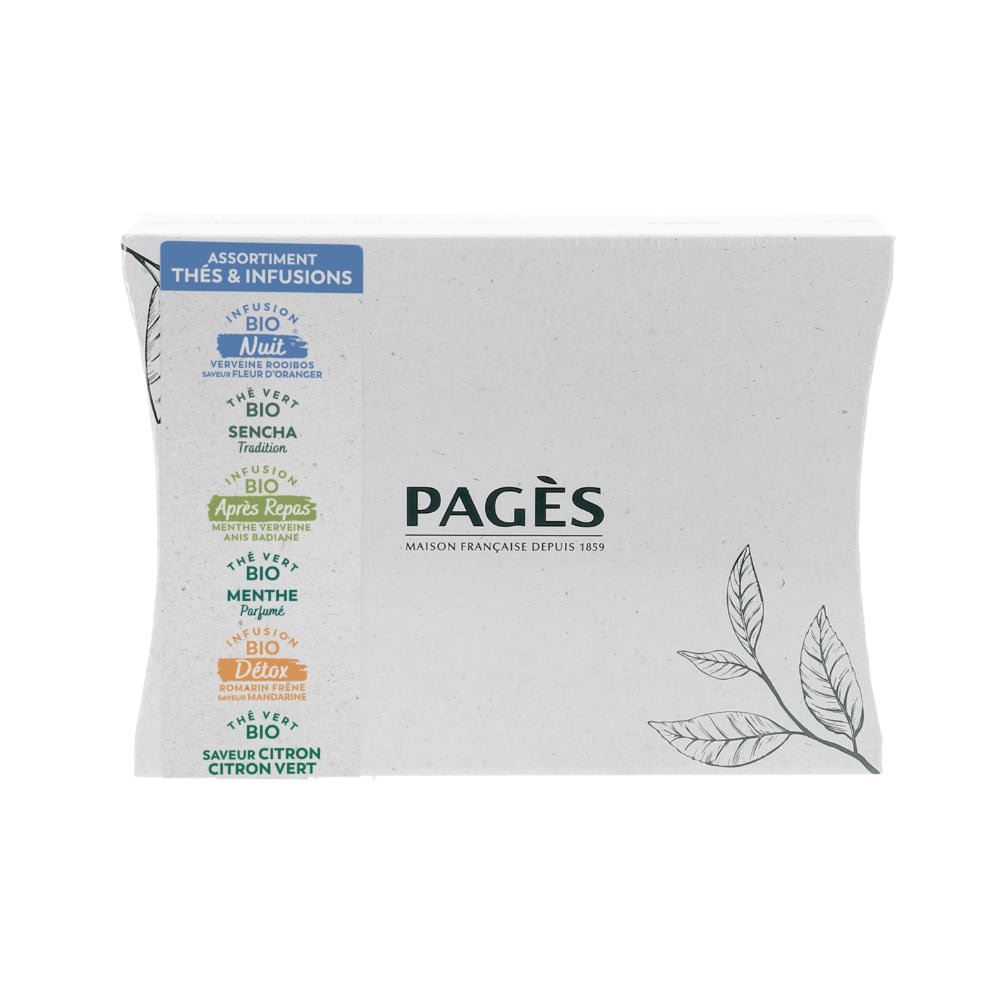 Coffret assortiment de thés et infusion bio Pagès 60 sachets