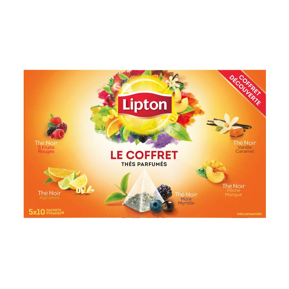 Coffret assortiment de thés parfumés Lipton 50 sachets