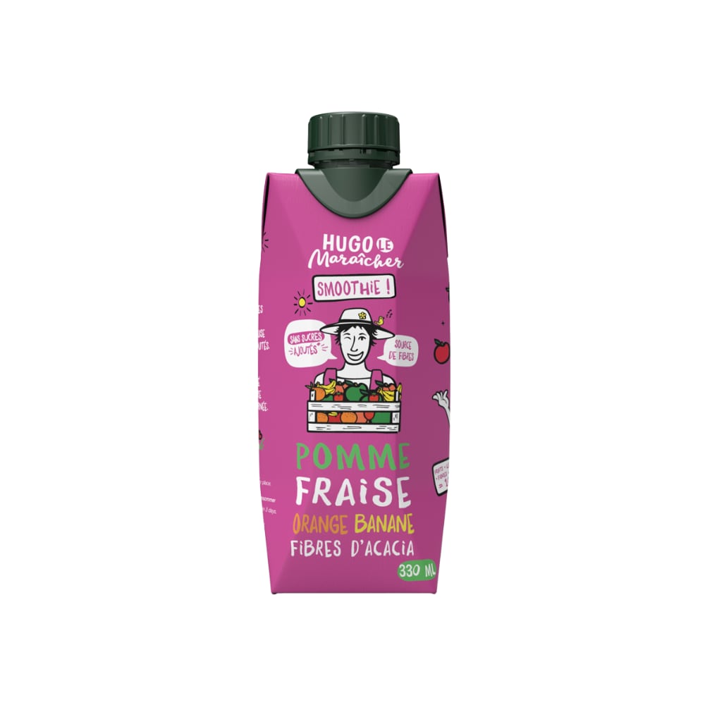 Smoothie pomme fraise orange banane et fibre d'acacia Hugo Le Maraîcher 33cl x 12
