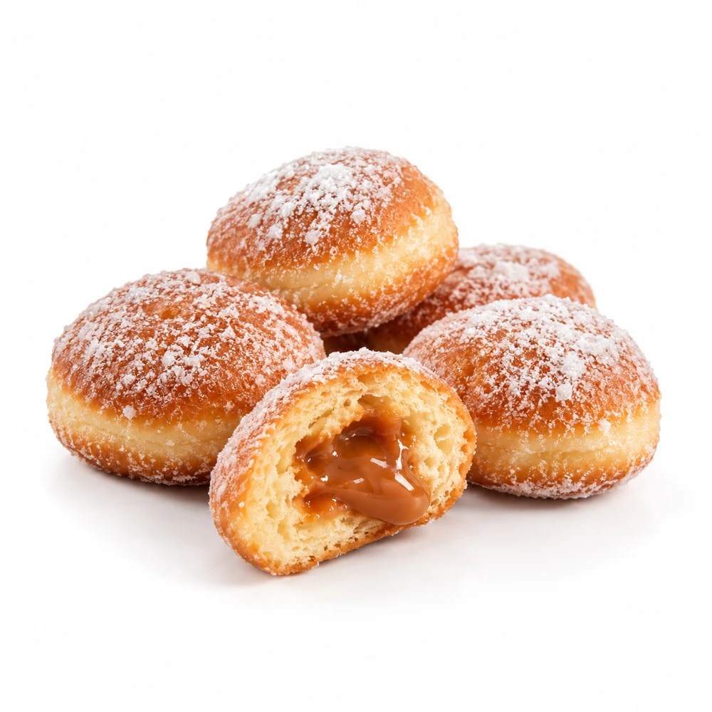 Minis beignets fourrés au caramel 5 pièces de 25gr