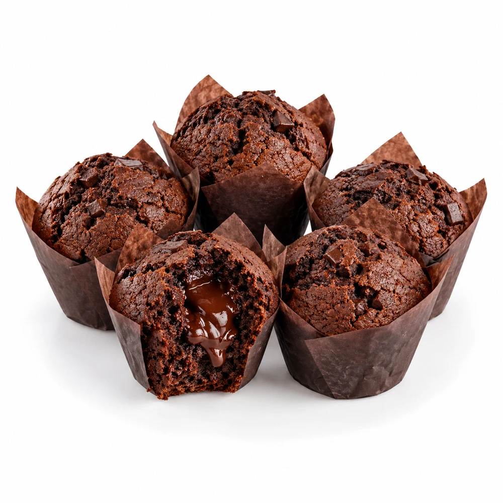 Minis muffins au chocolat fourré chocolat 5 pièces de 26gr