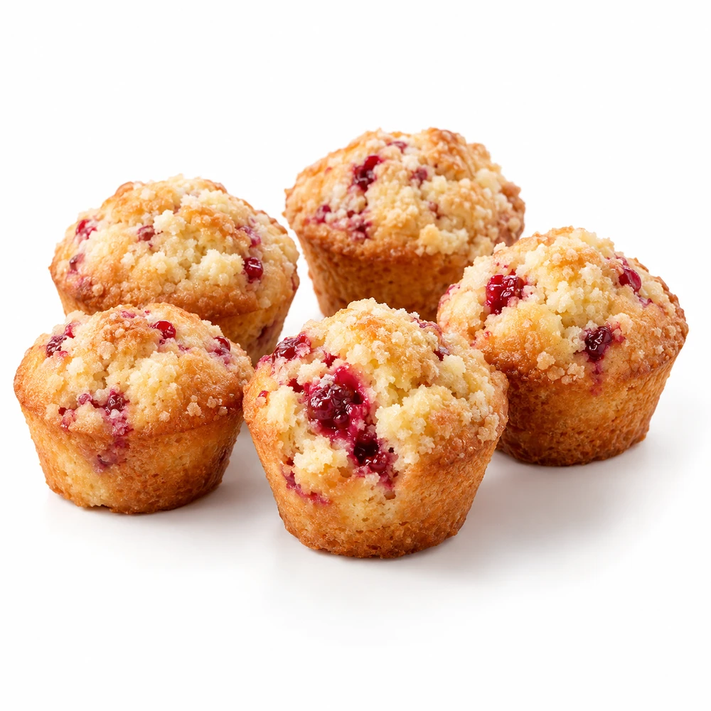 Minis muffins fourrés aux fruits rouges 5 pièces de 26gr