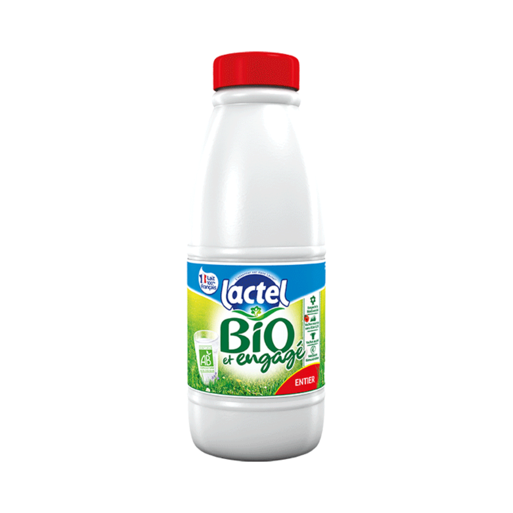 Lait entier bio Lactel 1 litre x 6