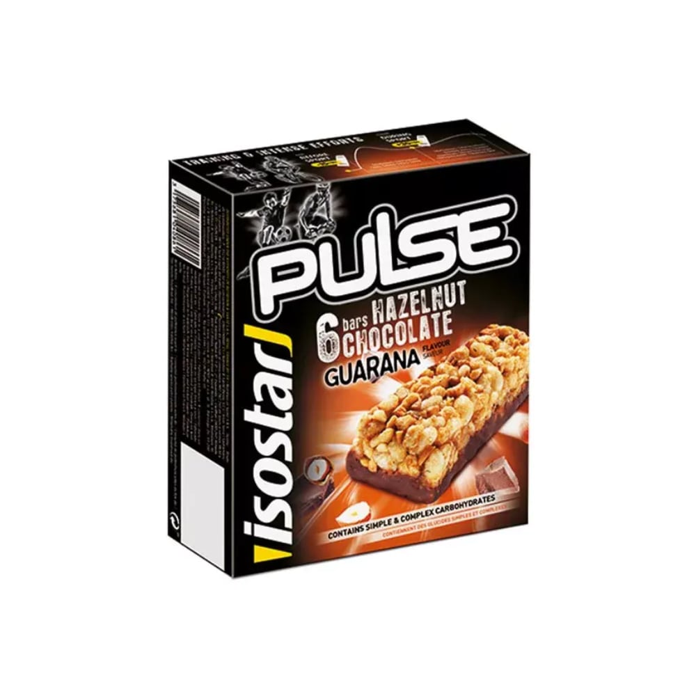 Barre énergétique chocolat noisettes guarana Isostar Pulse 23gr x 6