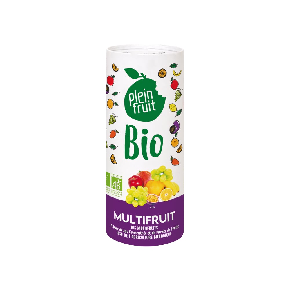 Canette Tetra Pak de jus multi-fruits bio Plein Fruit 23,5cl x 12