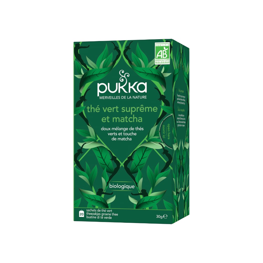 Thé vert suprême et matcha bio Pukka 20 sachets