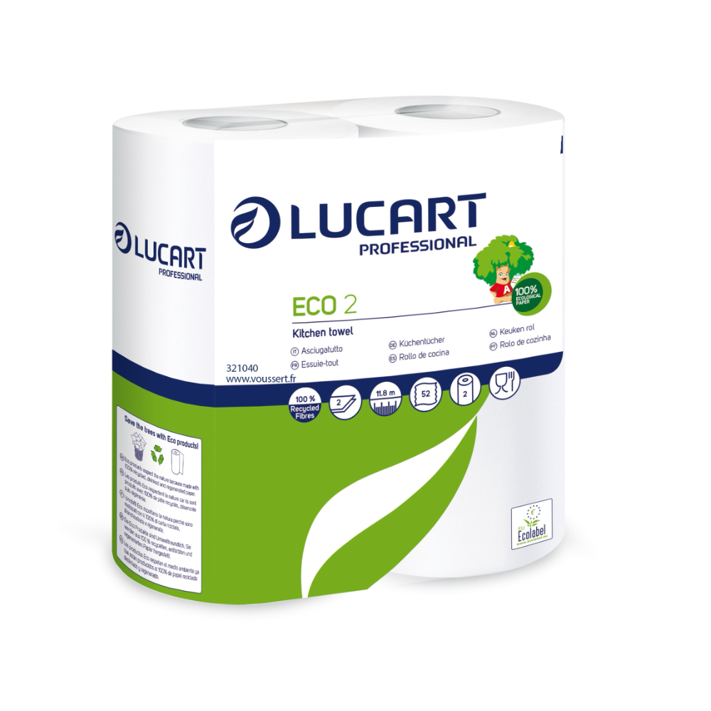Essuie-tout certifié Lucart Professional 2 rouleaux
