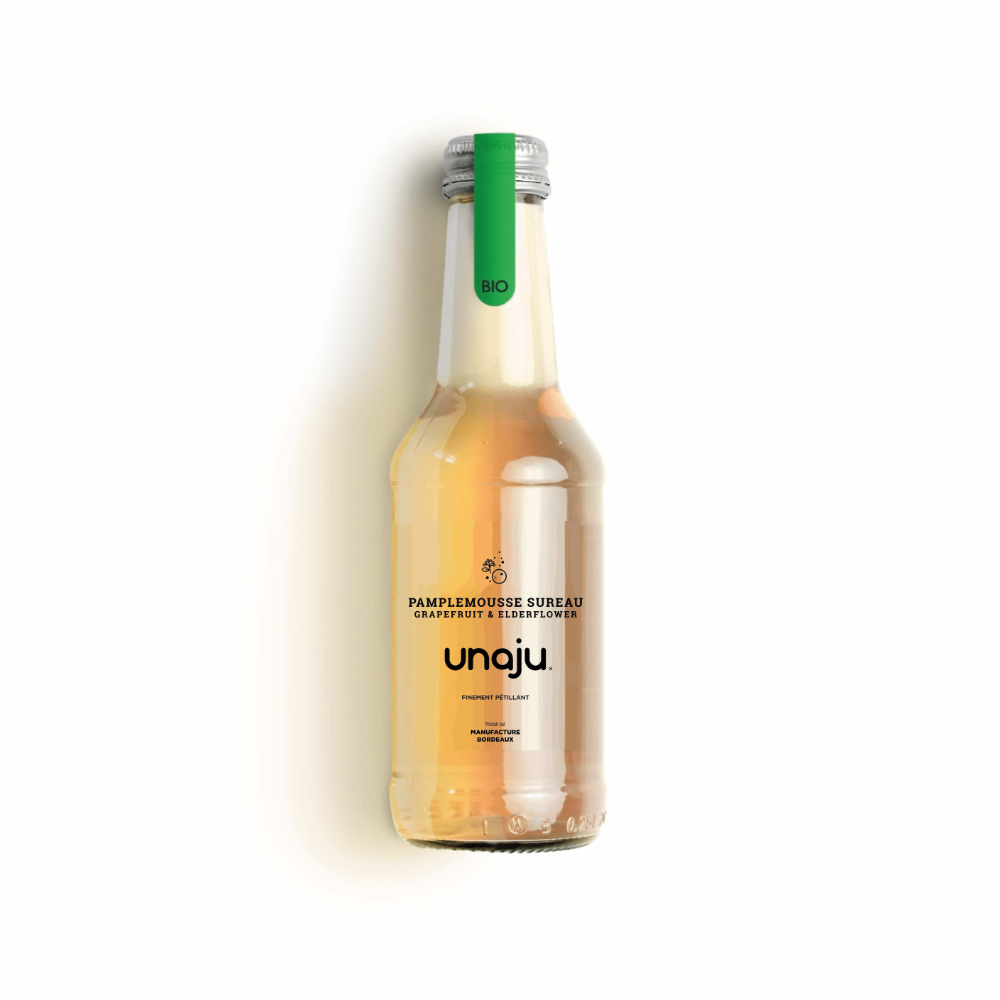 Boisson pétillante infusée pamplemousse sureau bio Unaju 25cl x 12