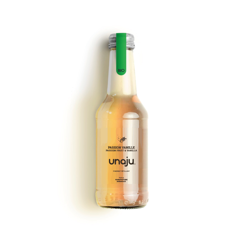 Boisson pétillante infusée passion vanille bio Unaju 25cl x 12