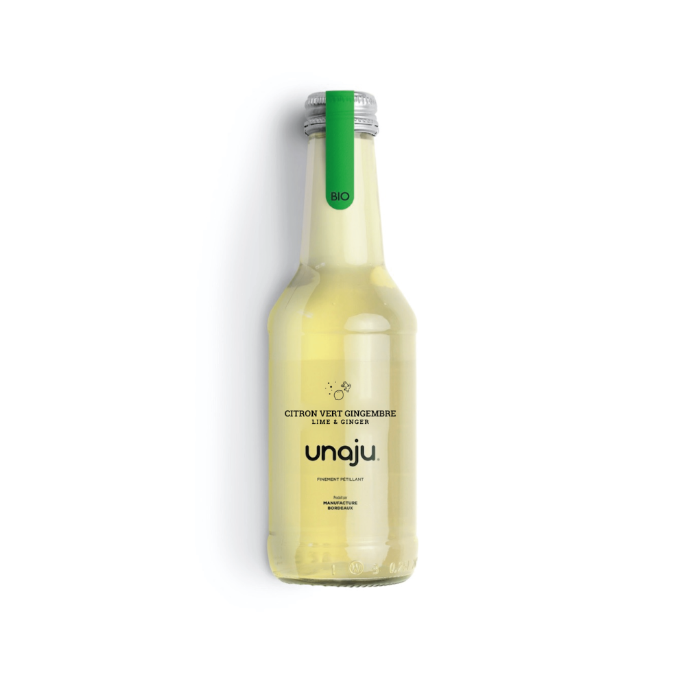 Boisson pétillante infusée citron vert gingembre bio Unaju 25cl x 12