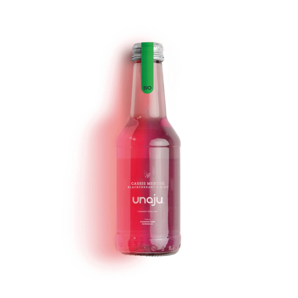Boisson pétillante infusée cassis menthe bio Unaju 25cl x 12