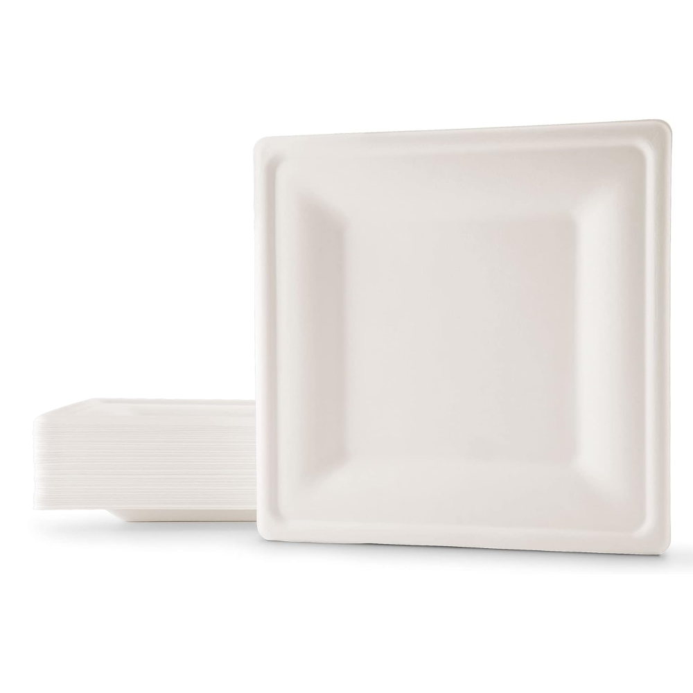 Assiette carrée pulpe naturel 26cm 40 pièces