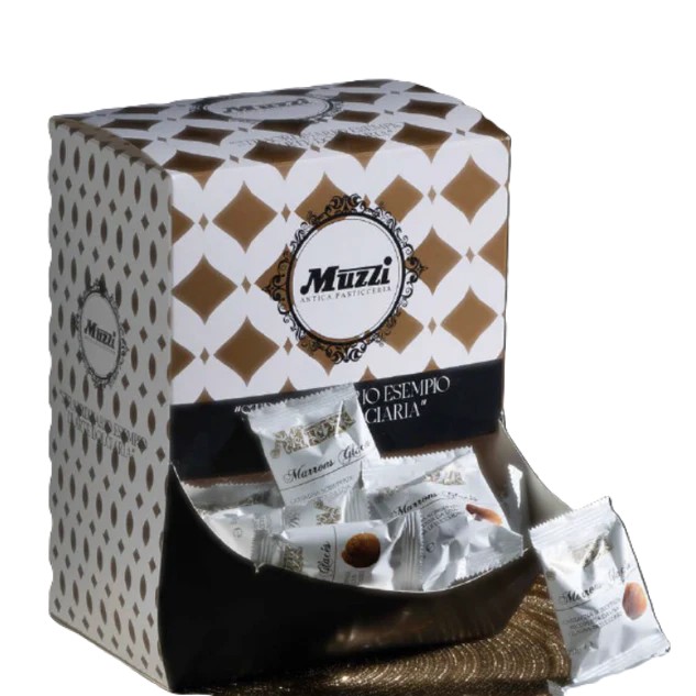 Boite distributrice de 67 marrons glacés emballage individuel 1kg