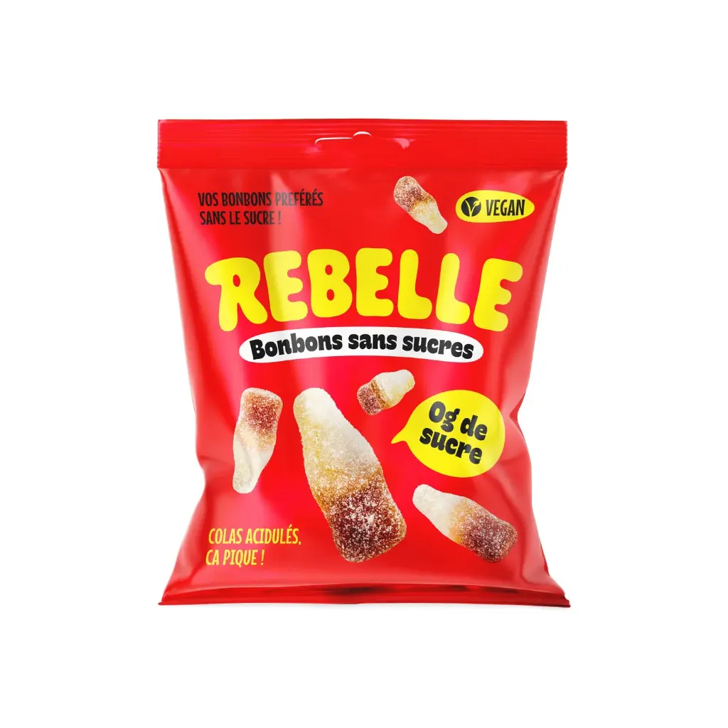 Bonbons bouteilles colas sans sucre vegan Rebelle 50gr 