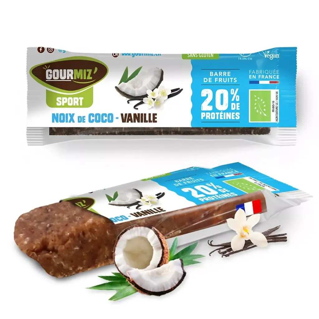 Barres de fruits Protéinées Bio, Coco et Vanille 40gr