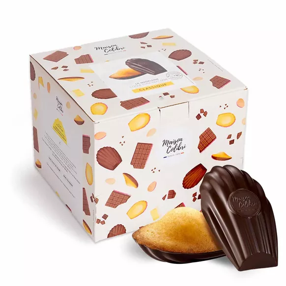 Madeleine coque chocolat Noir Maison Colibri boite distributrice 30 x 26gr 