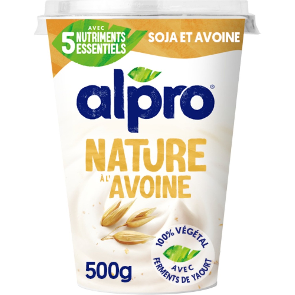 Yaourt nature à l'avoine au soja 500gr