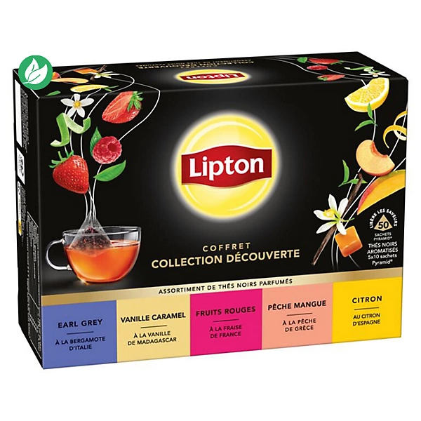 Coffret assortiment de thés parfumés Lipton 50 sachets