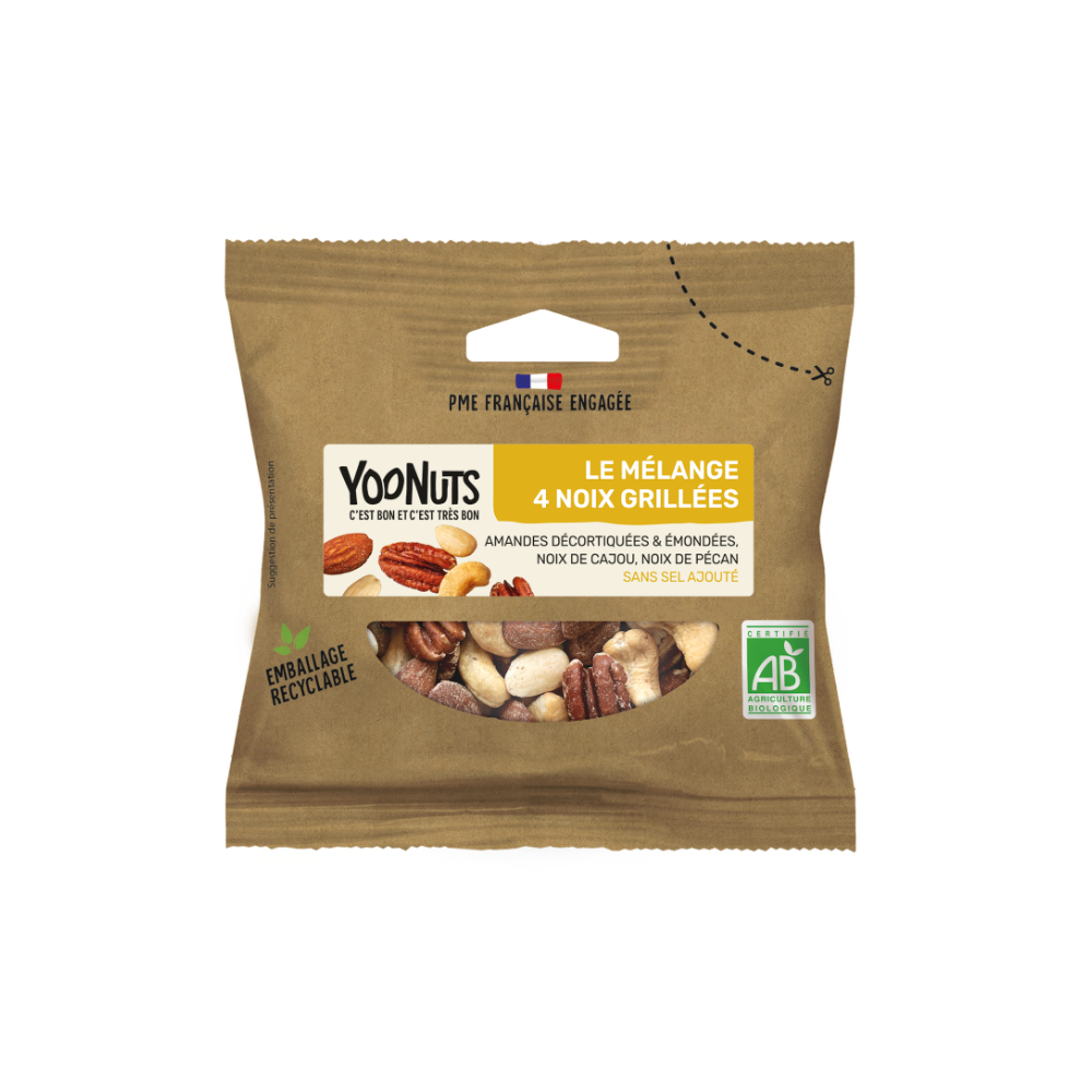 Le mélange 4 noix grillées bio Yoonuts 40gr