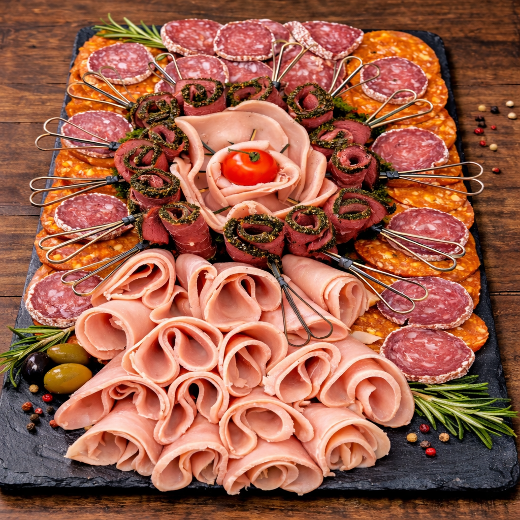 L'art de la charcuterie : le plateau prestige halal (10-12 personnes)