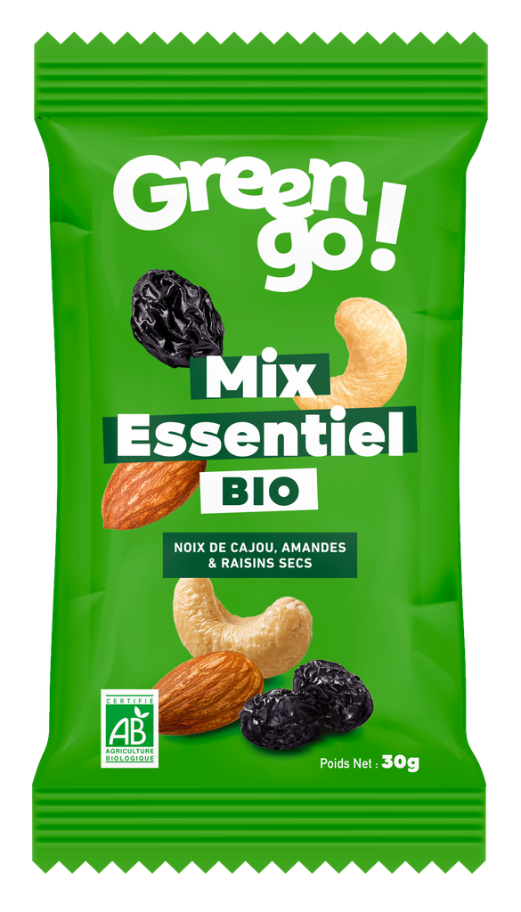 Mélange mix Essentiel bio noix de cajou, amandes, raisins secs 30gr