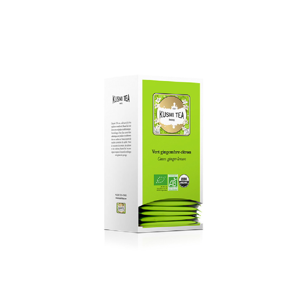Thé vert gingembre citron Kusmi Tea bio 25 sachets